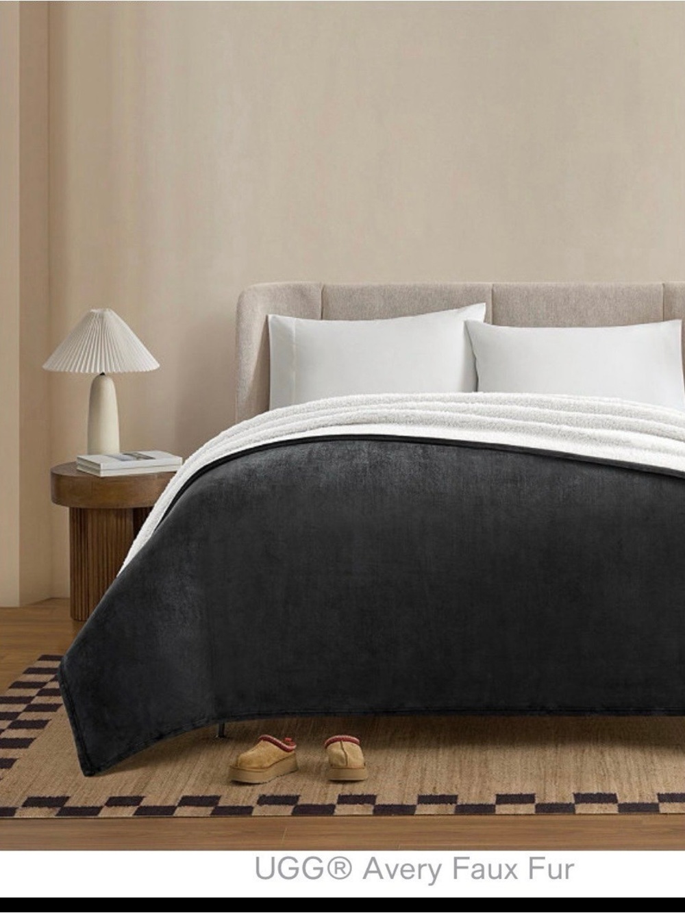 UGG Faux Fur Comforter in Charcoal and White